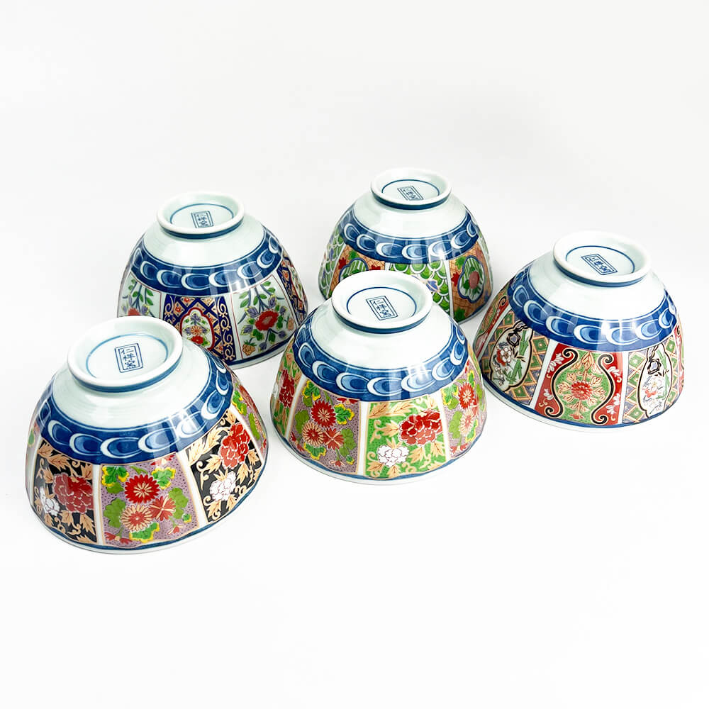Arita Koimari Chrysanthemum Rice Bowl Set of 5 (4.75"D¼ image 8