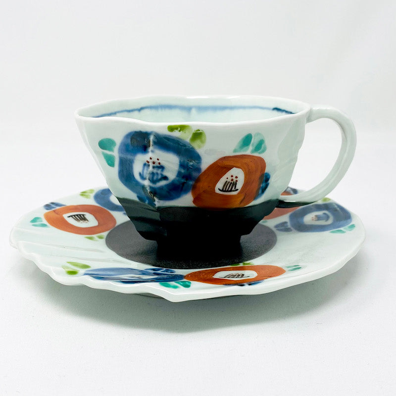 Tsubaki Coffee Cup & Saucer (7 fl.oz) by Bunga Yamamoto/ Houju gama image 0