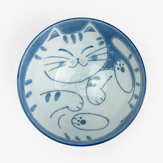 Rice Bowl Cat Blue (4.5"D)