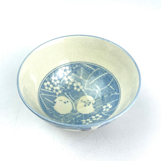 Rice Bowl Shima-enaga Bird Blue (4.5"D)