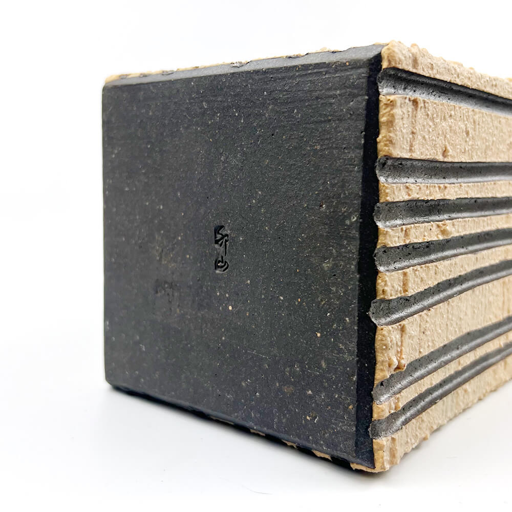 Shigaraki Rectangular Striped Pattern Vase (14.75"H) image 6