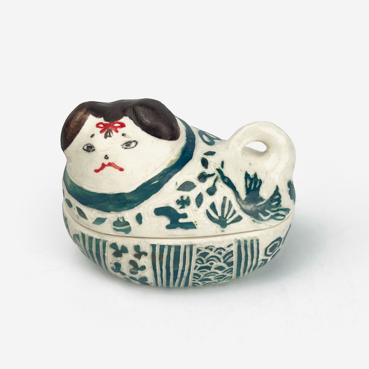 Cov. Bowl Dog Blue Ornament by Yukiko Hagiwara (2.75"x1.75"x1.75)