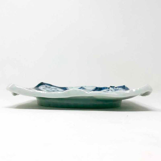 SQ. Plate Sometsuke (7.5"D) by Bunga Yamamoto/ Hoju-gama