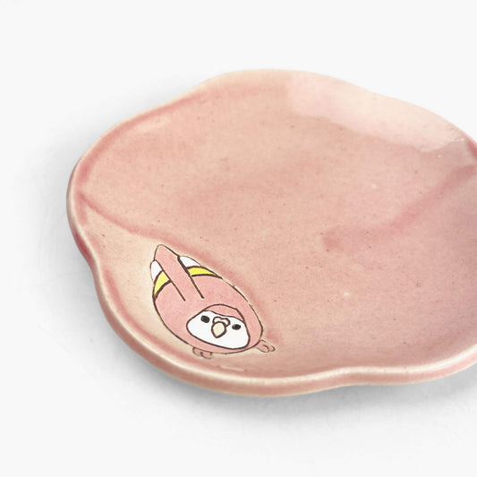 Dish Sakura Pink Bourke's Parrot (4.25"x4") by Yoji Horikoshi