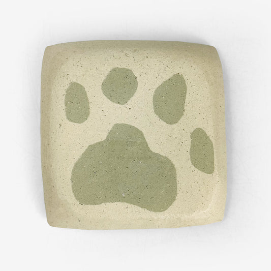 Nerikomi Paw Plate Green by Chizuru Ono (4.5"D)