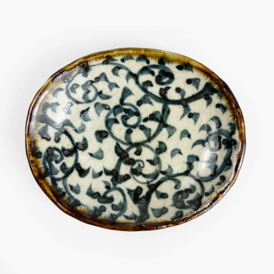 Dish Oval Sometsuke Takokarakusa (4.25"x3.5")