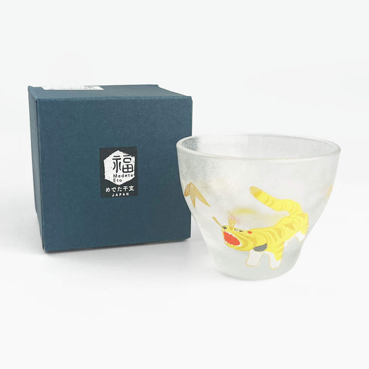Glass Sake Cup Eto - Tiger (2.5oz)