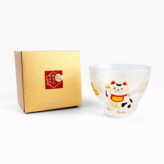 Glass Sake Cup Lucky Cat (2.5oz)