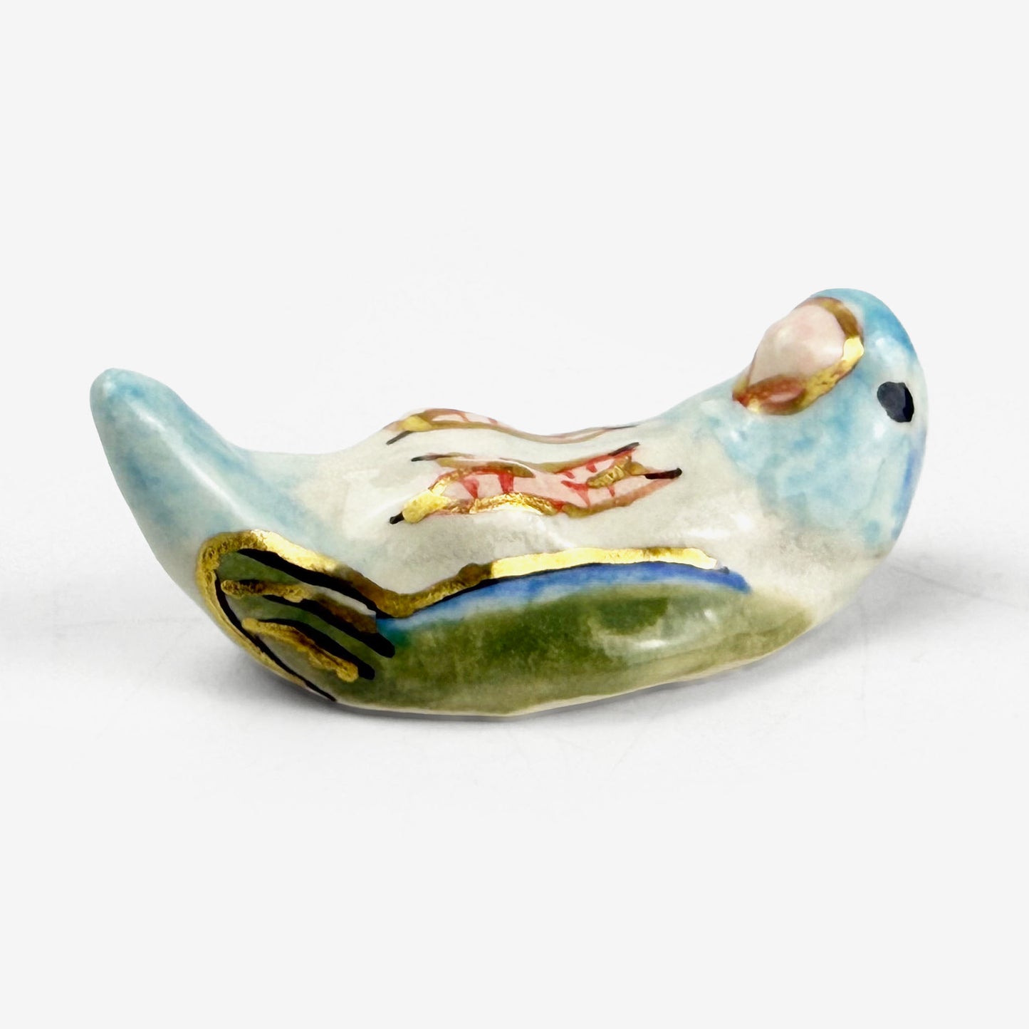 Chopstick Rest Blue and White Lovebird by Nae Komatsuka