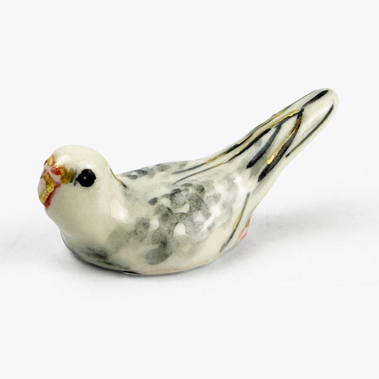 Chopstick Rest White and Grey Lovebird by Nae Komatsuka