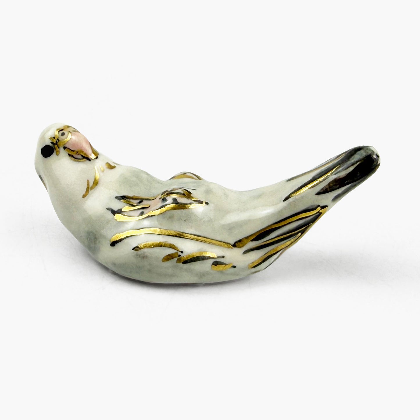 Chopstick Rest White and Grey Lovebird by Nae Komatsuka