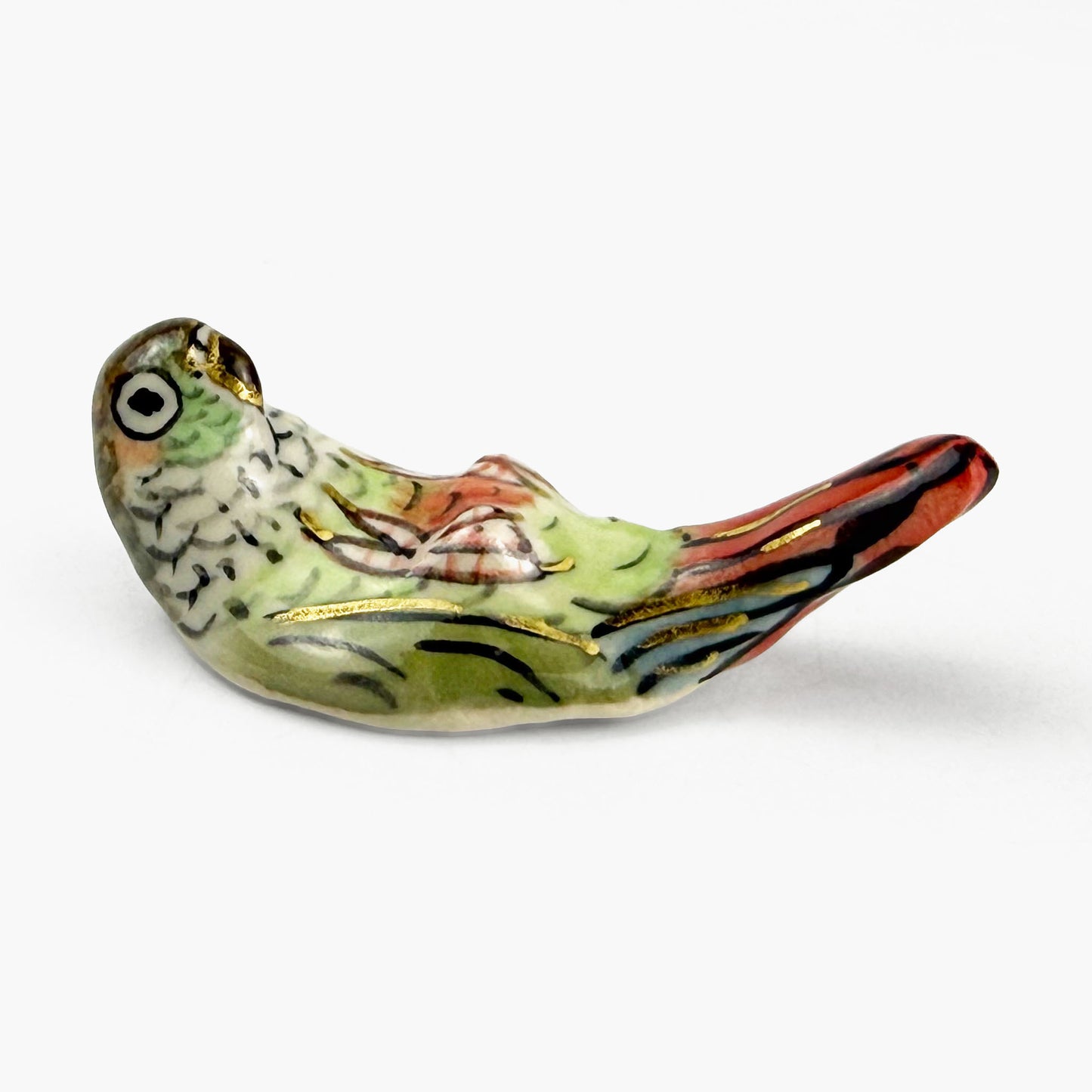 Chopstick Rest Red and Green Lovebird by Nae Komatsuka