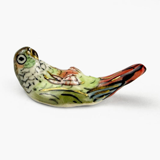 Chopstick Rest Red and Green Lovebird by Nae Komatsuka