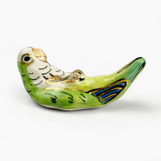 Chopstick Rest Green and White Lovebird by Nae Komatsuka