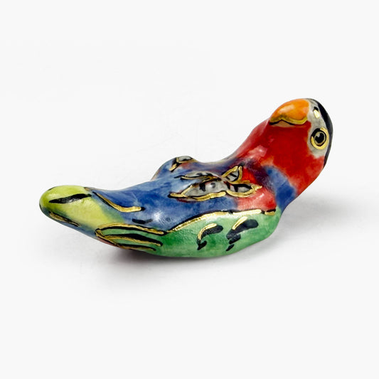 Chopstick Rest Blue, Red and Green Lovebird by Nae Komatsuka