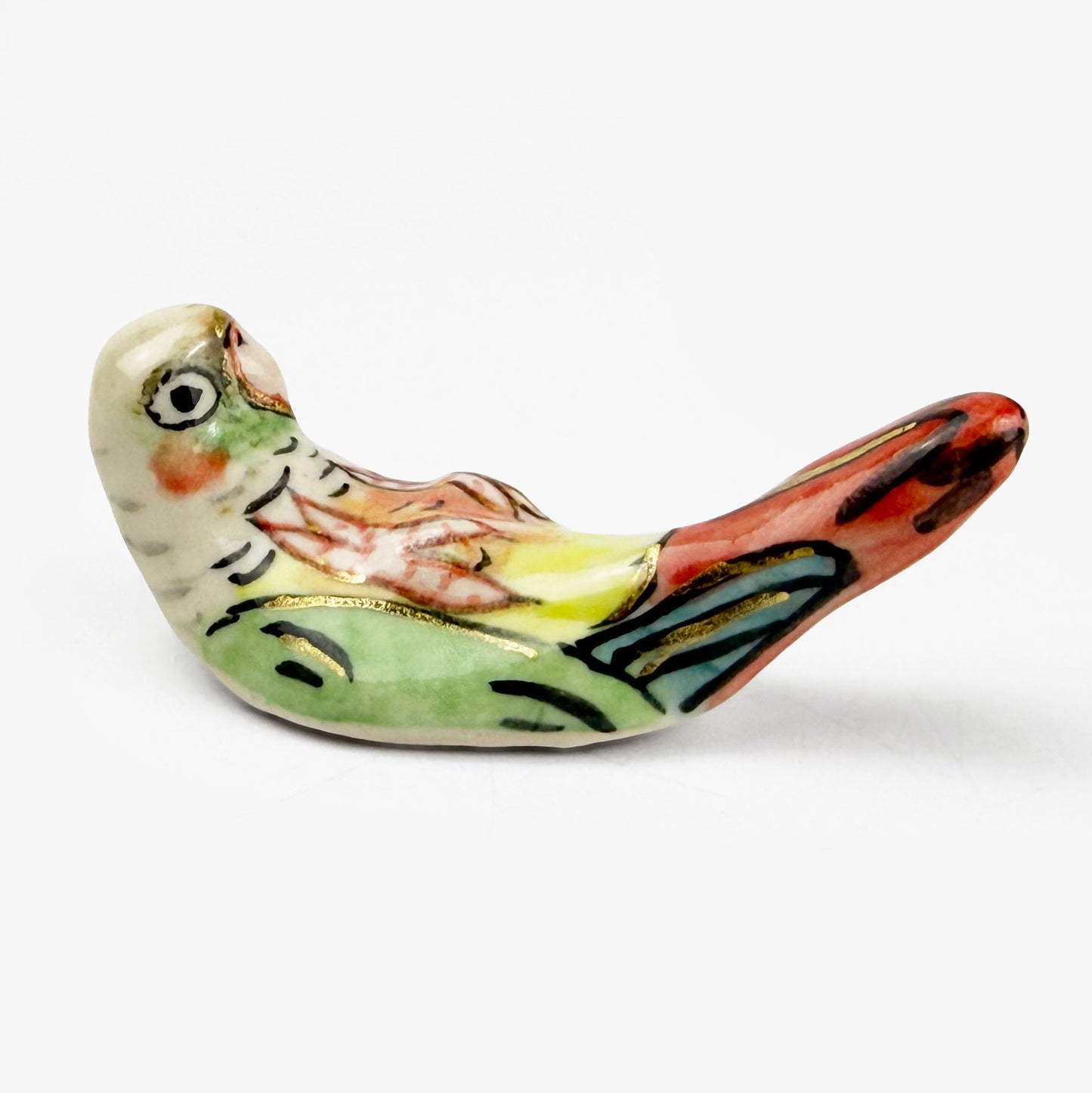 Chopstick Rest Green and Blue Lovebird by Nae Komatsuka