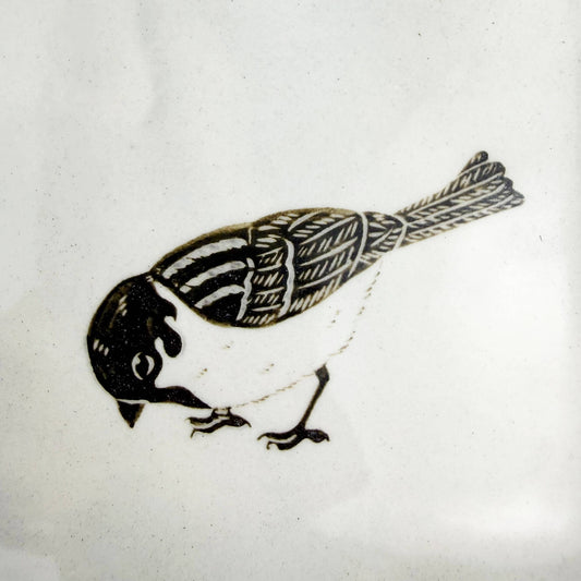 Sq. Plate Sparrow (6.5"D) by Takunobu Sawada