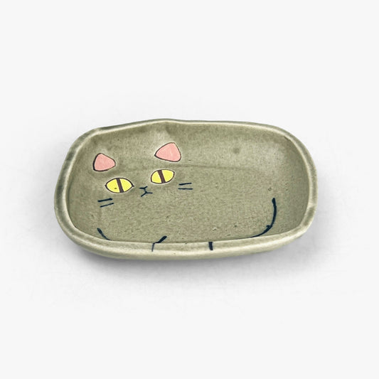 Cat Small Dish Grey (3.75" x 2.75") by Yoji Horikoshi