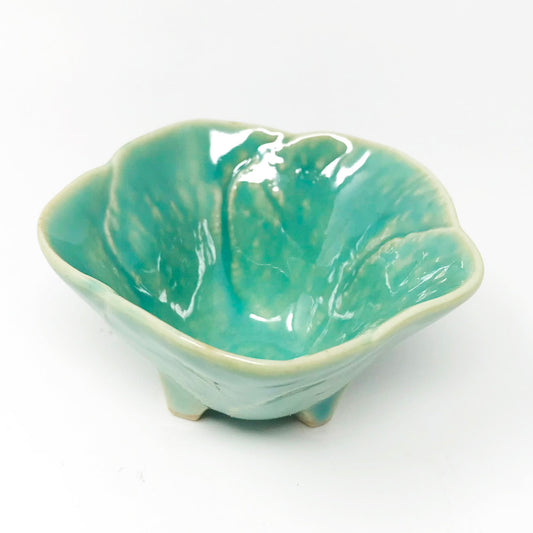 Footed Kobachi Flower Dish Green (3.25"D) image 1