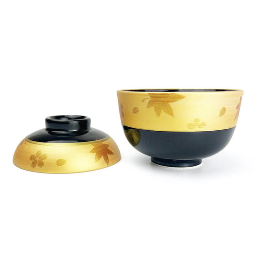 Cov.Bowl Gold Cherry Blossom and Maple Leaf image 1
