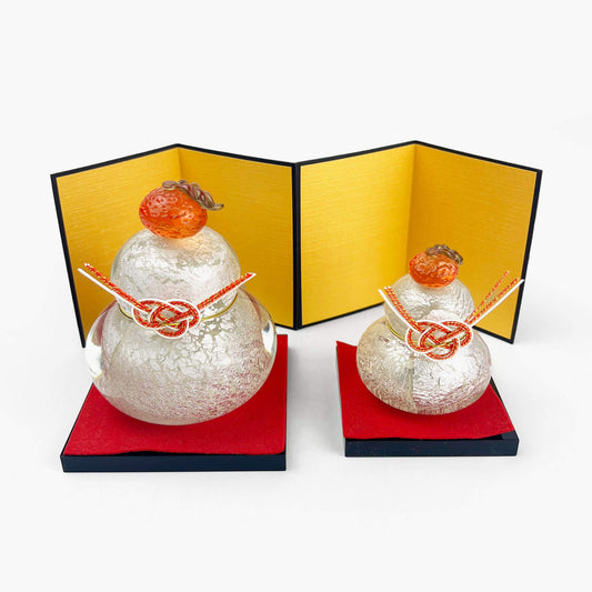 Glass Kagami Mochi Silver Small