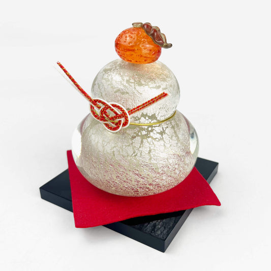 Glass Kagami Mochi Silver Large