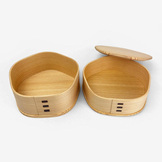 Two-Tiered Wooden Lunch Bento Box (4.75"D)
