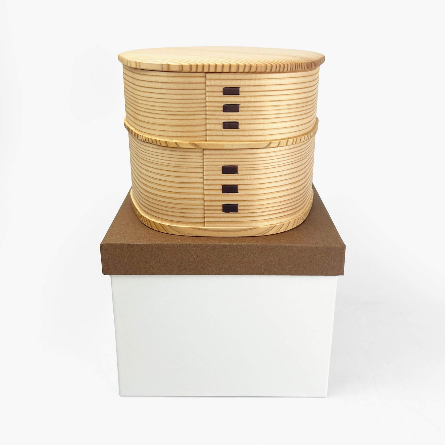 Two-Tiered Wooden Lunch Bento Box (4.75"D)