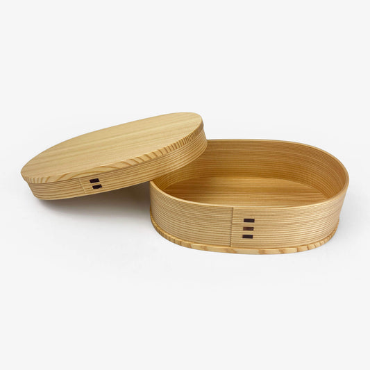 Wooden Lunch Bento Box Oval Small (6.5"D)
