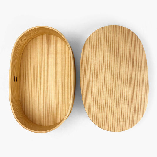 Wooden Lunch Bento Box Oval Medium (7"D)