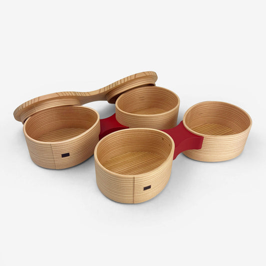 Two-Tiered Wooden Lunch Bento Box (3.5"x3")