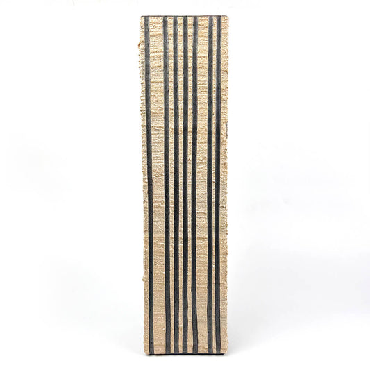Shigaraki Rectangular Striped Pattern Vase (14.75"H) image 1