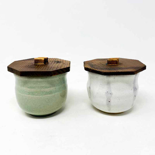 Mushiwan w/Wooden Cover White (3"x 2.5"H) image 1