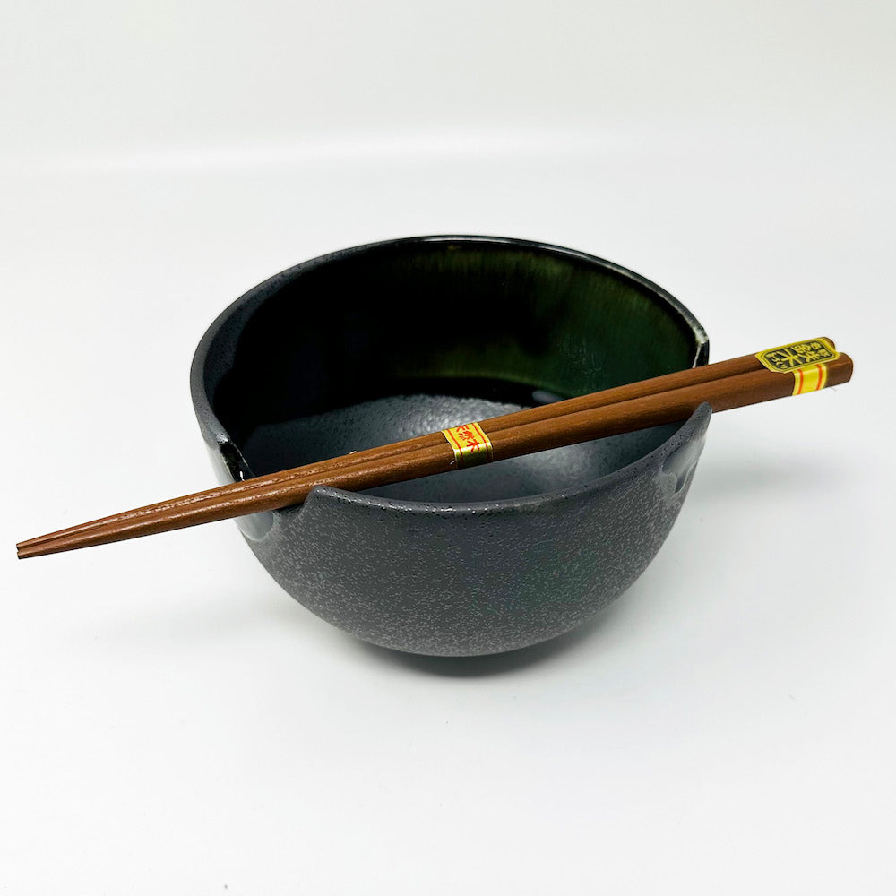 Pair Bowl w/ Chopsticks Irogawari Glass Nagashi (6"D) image 7