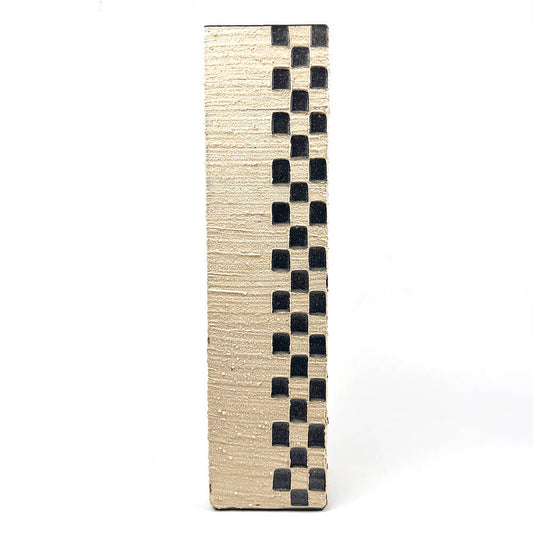 Shigaraki Rectangular Check Pattern Vase (14.75"H) image 1