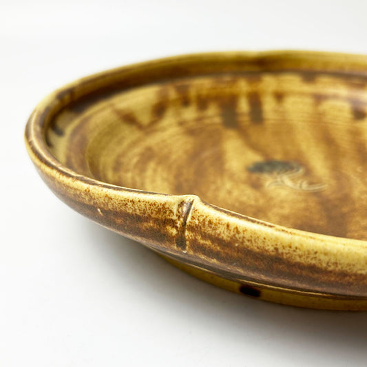 Plate Brown Hahakogusa by Yasuko Maeda (10.5"D) image 1