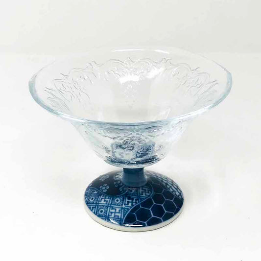 Glass Dessert Cup Blue (4.5"D) image 1