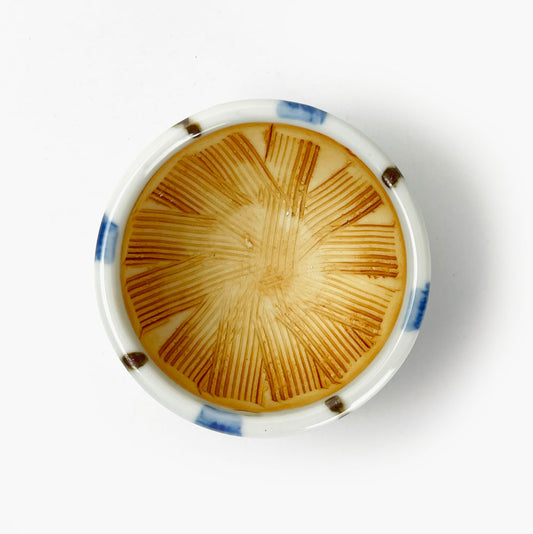 Small Chinmi Dish Blue and Brown Stripe (2.5"D) image 1