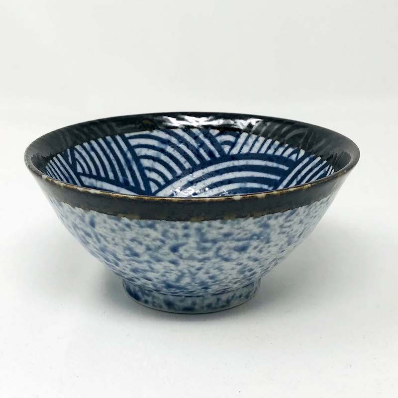 Navy Blue Seigaiha Rice Bowl (5"D) image 0