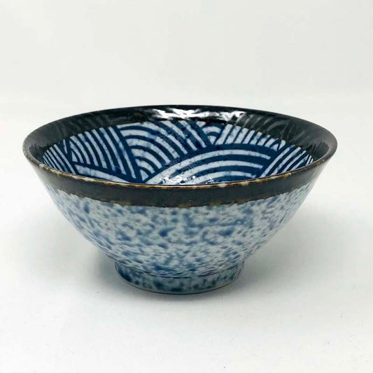 Navy Blue Seigaiha Rice Bowl (5"D) image 0