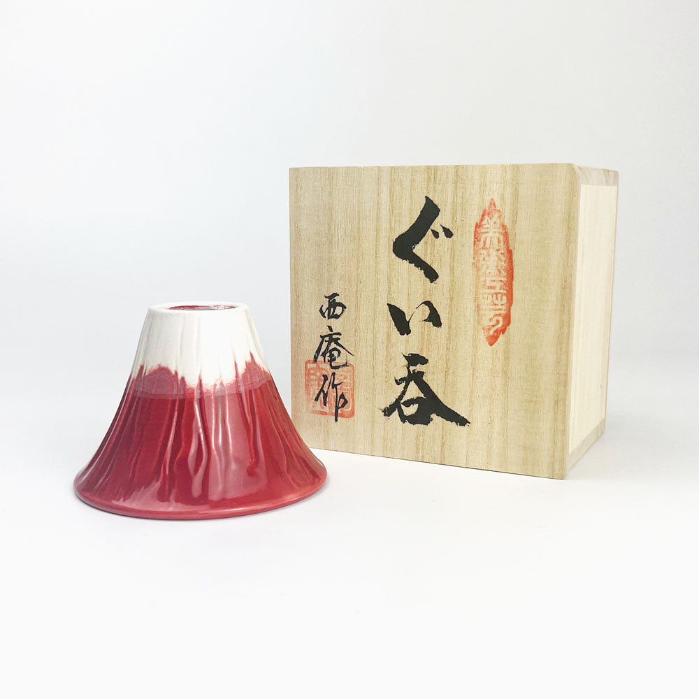 Mt. Fuji Sake Cup Red (2.5 oz) image 0
