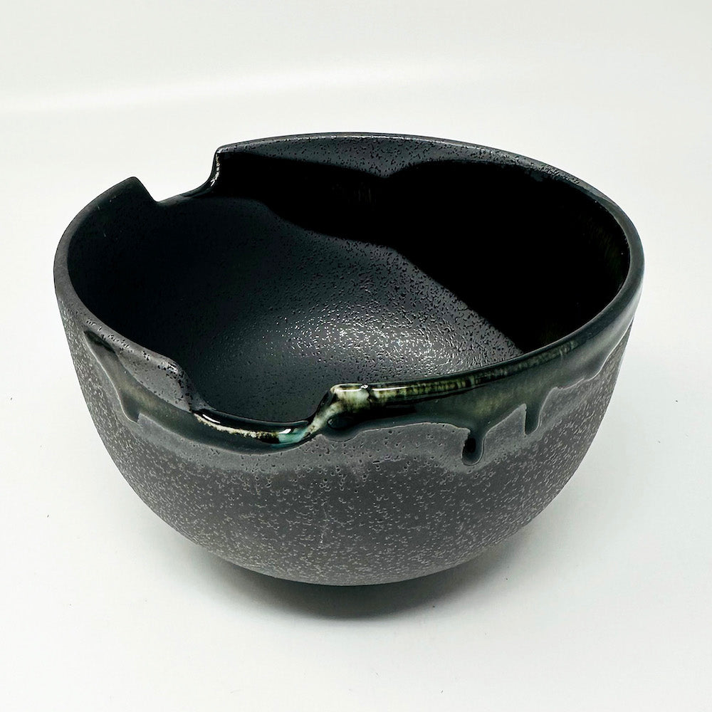 Pair Bowl w/ Chopsticks Irogawari Glass Nagashi (6"D) image 2