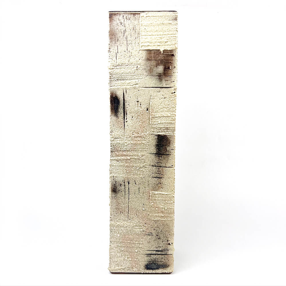 Shigaraki Rectangular Square Pattern Vase (14.75"H) image 2