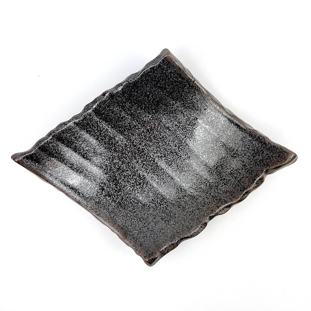 Footed Plate Kawara Ibushi Black (10" x 8") image 2