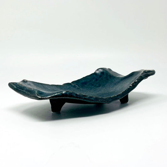 Footed Rec. Plate Nagaiwa Navy Blue (9"x5") image 1