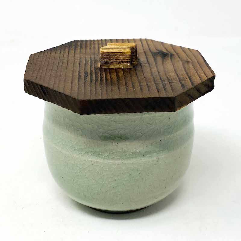 Mushiwan w/Wooden Cover Green (3"x 2.5"H) image 0