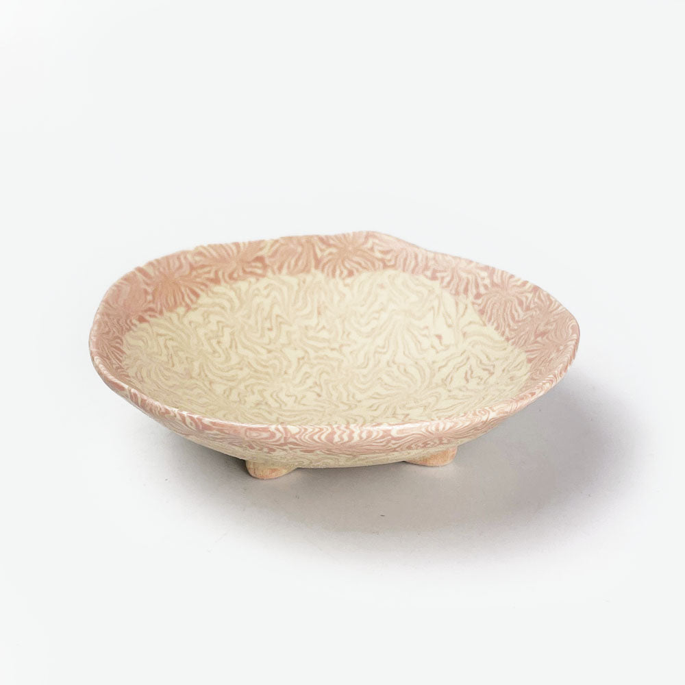 Small Footed Dish Nerikomi Kaede Pink (4"D) image 0