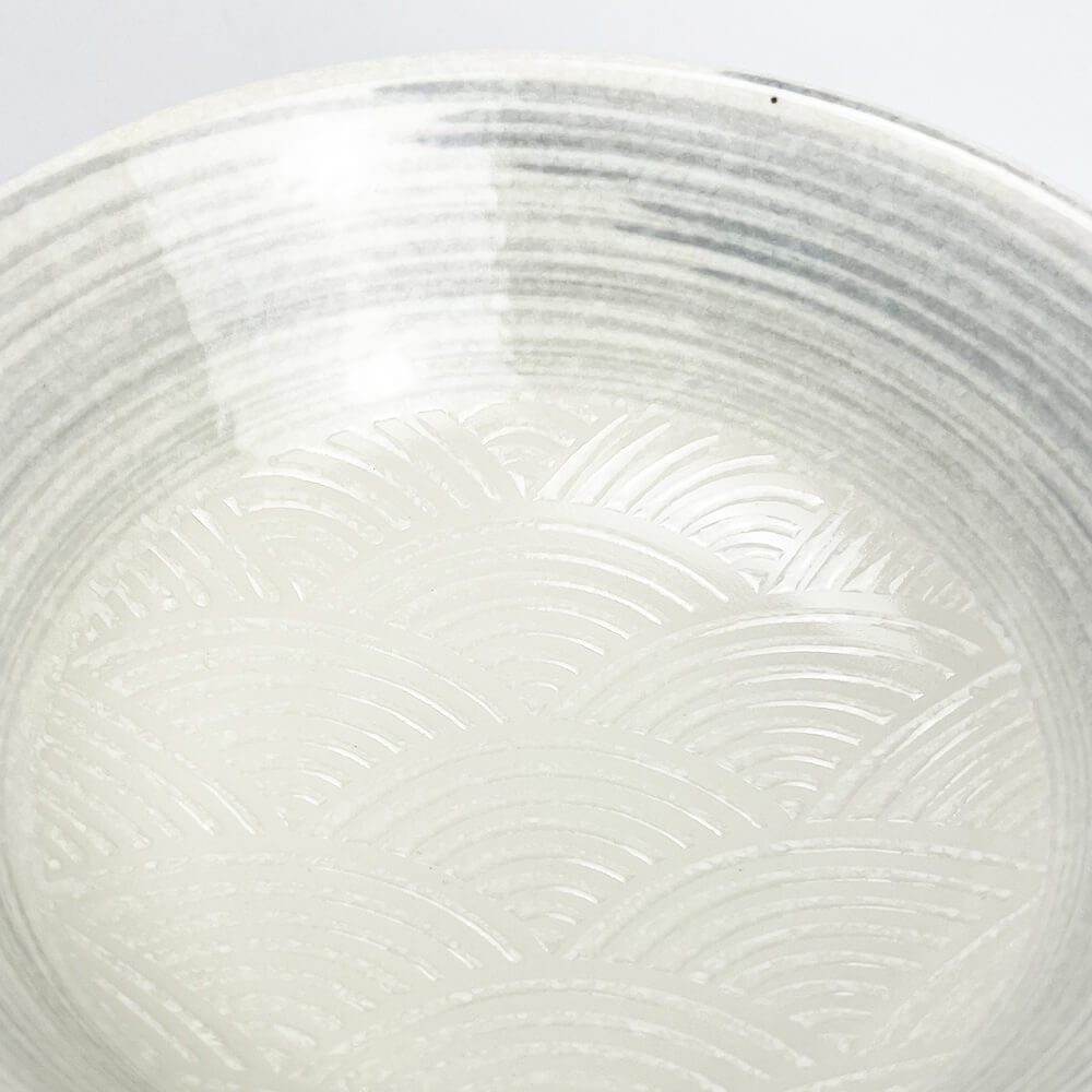 White Seigaiha Wave Ramen Bowl (8.25"D) image 4