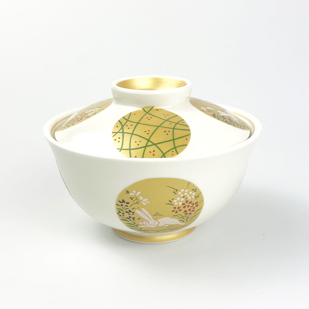 Kinsai Gold Marumon Rabbit Cov.Bowl (4.25"D) image 0