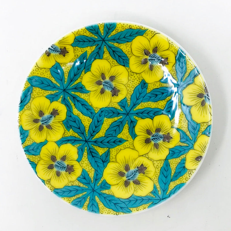 Kutani Dish Flower 葵 (3.75"D) image 0